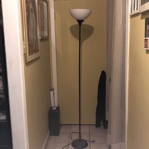 Black 6 foot single bulb lamp with lightbulb
